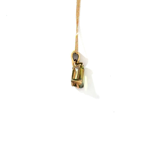 9k Yellow Gold Custom Cut Bi-Colour Sapphire Pendant