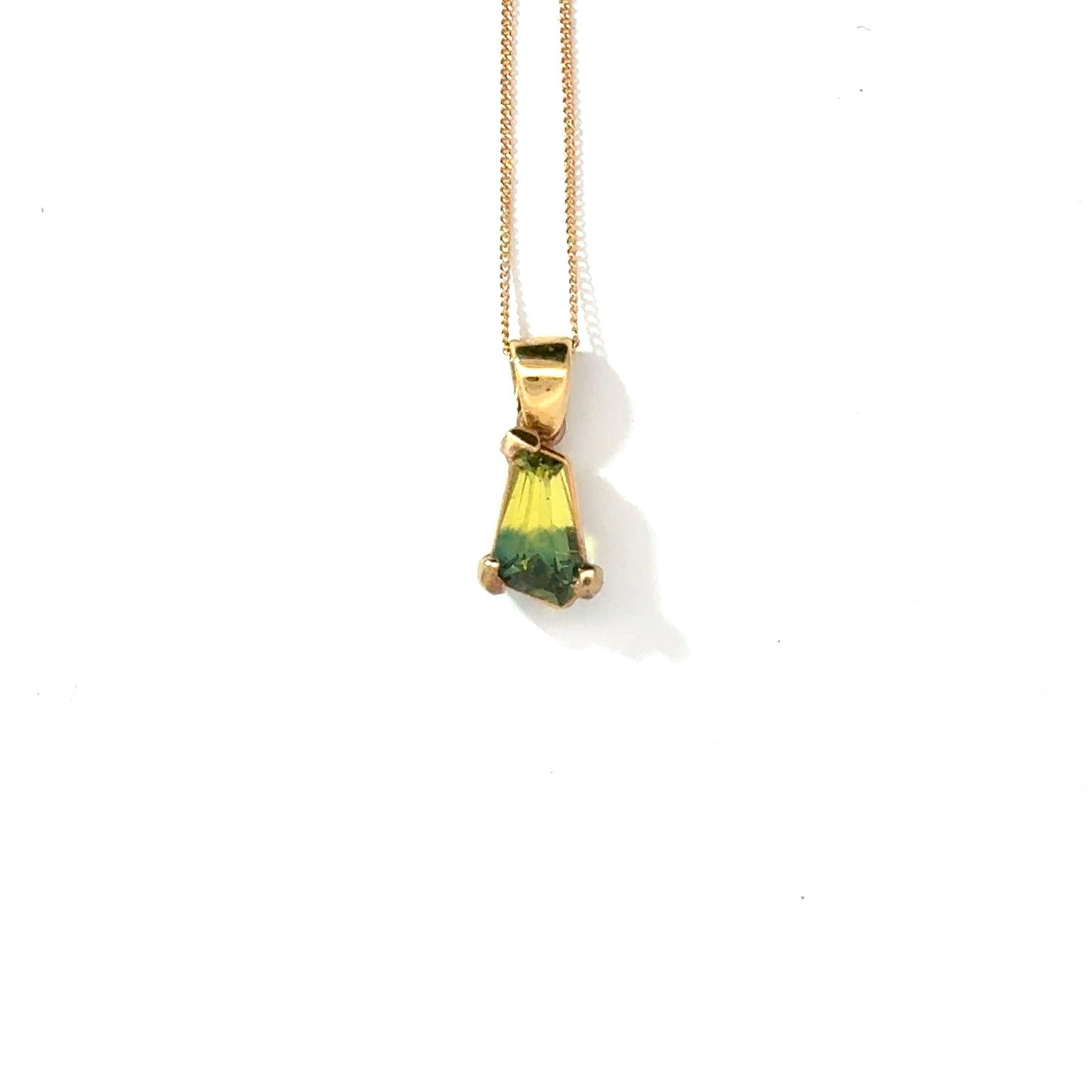 9k Yellow Gold Custom Cut Bi-Colour Sapphire Pendant