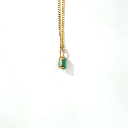 9k Yellow Gold Oval Cut Green Emerald Pendant