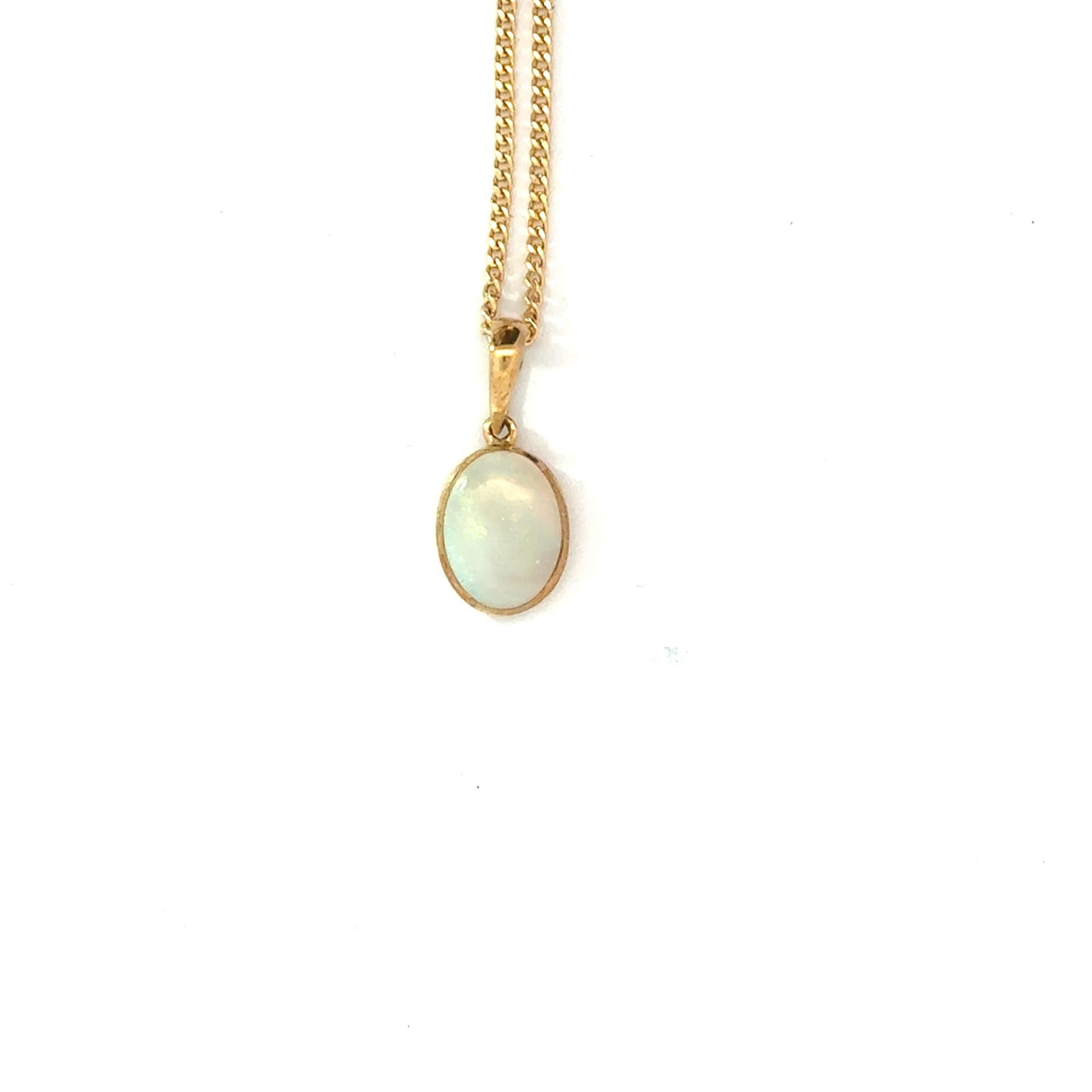 9k Yellow Gold Oval White Opal Pendant