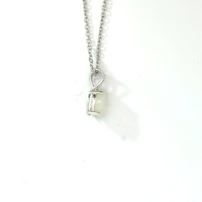 9k White Gold Oval White Opal Pendant