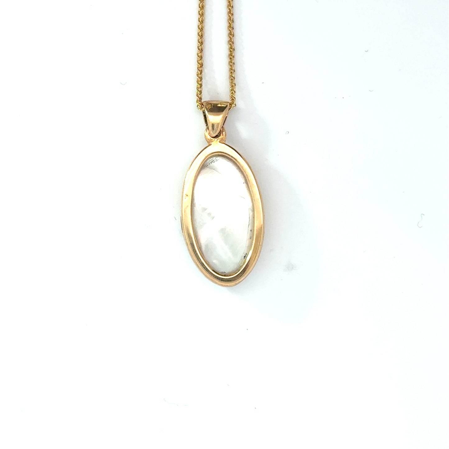 9k Yellow Gold Oval White Mother of Pearl Large Pendant