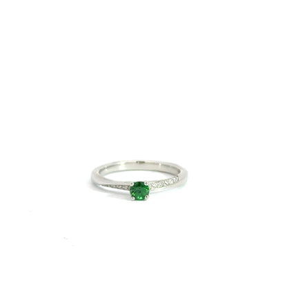 Platinum Round Cut Green Tsavorite Solitaire Ring