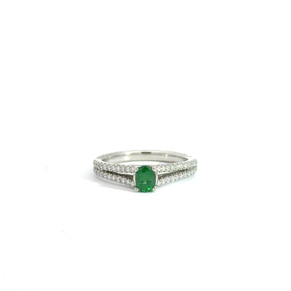 Platinum Oval Cut Green Tsavorite Solitaire Ring