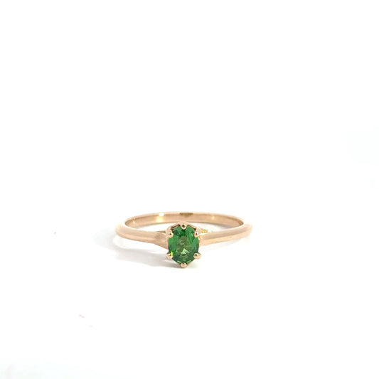 18k Rose Gold Oval Cut Green Tsavorite Solitaire Ring