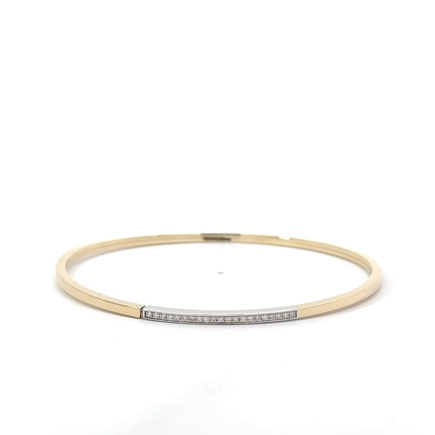 14k Yellow & White Gold 0.15cttw Diamond Grain Bangle