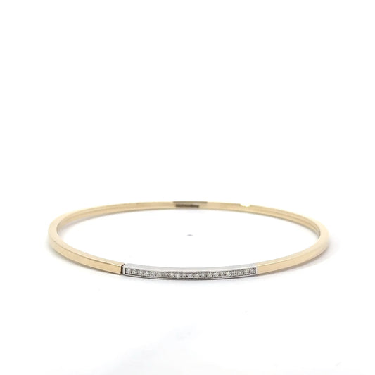 14k Yellow & White Gold 0.15cttw Diamond Grain Bangle