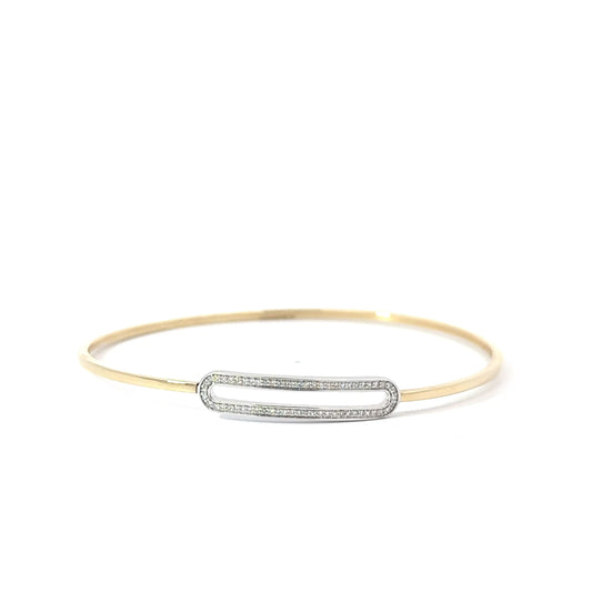 14k Yellow & White Gold 0.15cttw Diamond Oval Link Bangle