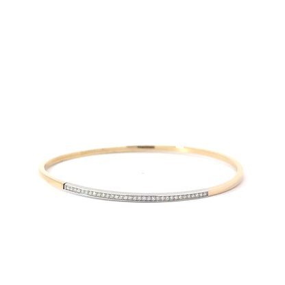 14k Yellow & White Gold 0.24cttw Diamond Grain Bangle