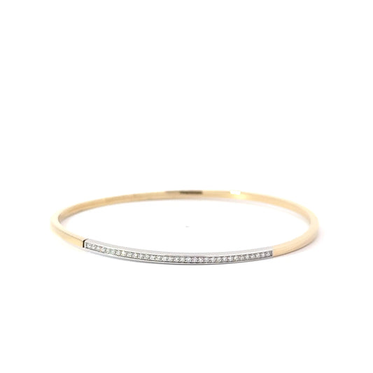 14k Yellow & White Gold 0.24cttw Diamond Grain Bangle