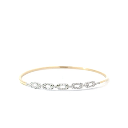 14k Yellow & White Gold 0.24cttw Diamond Oval Link Bangle