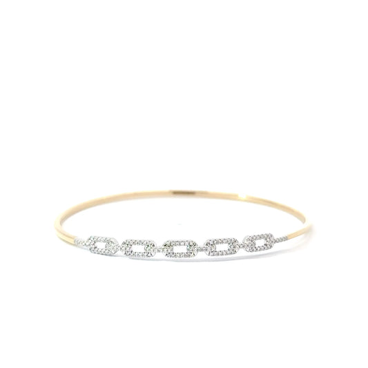 14k Yellow & White Gold 0.24cttw Diamond Oval Link Bangle