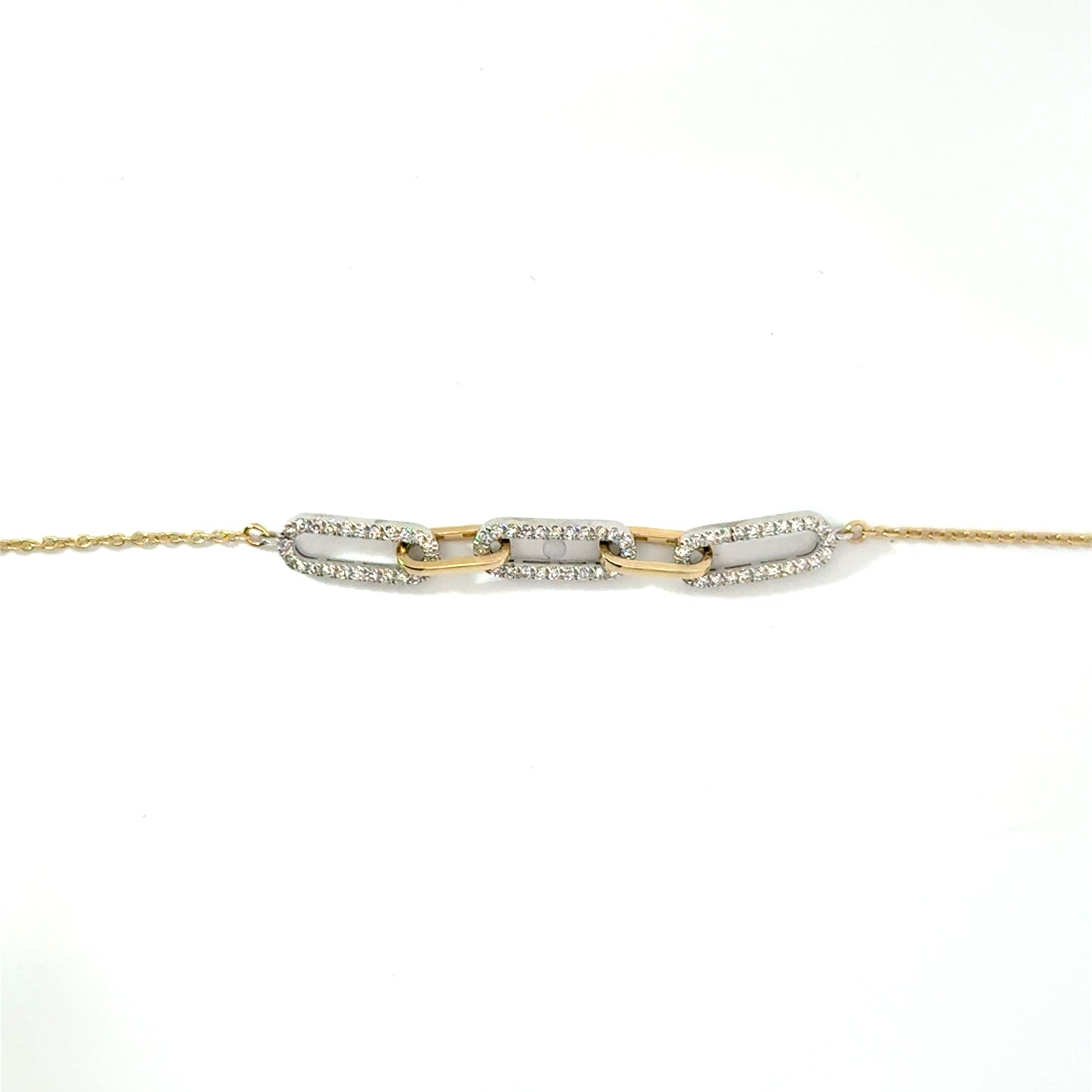 14k Yellow & White Gold 0.15cttw Diamond Oval Link Bracelet