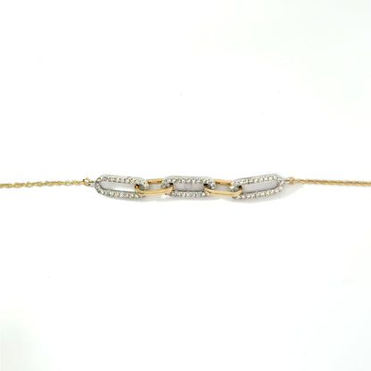 14k Yellow & White Gold 0.15cttw Diamond Oval Link Bracelet