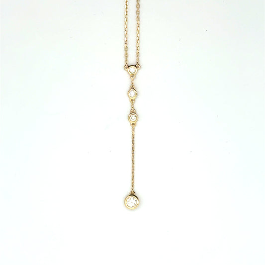 14k Yellow Gold 0.17cttw Diamond Rub Over Y-Shaped Necklet