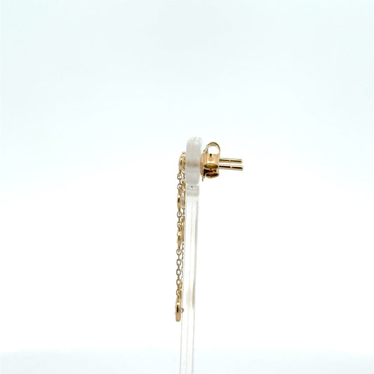 14k Yellow Gold 0.35cttw Diamond Rub Over Drop Earrings