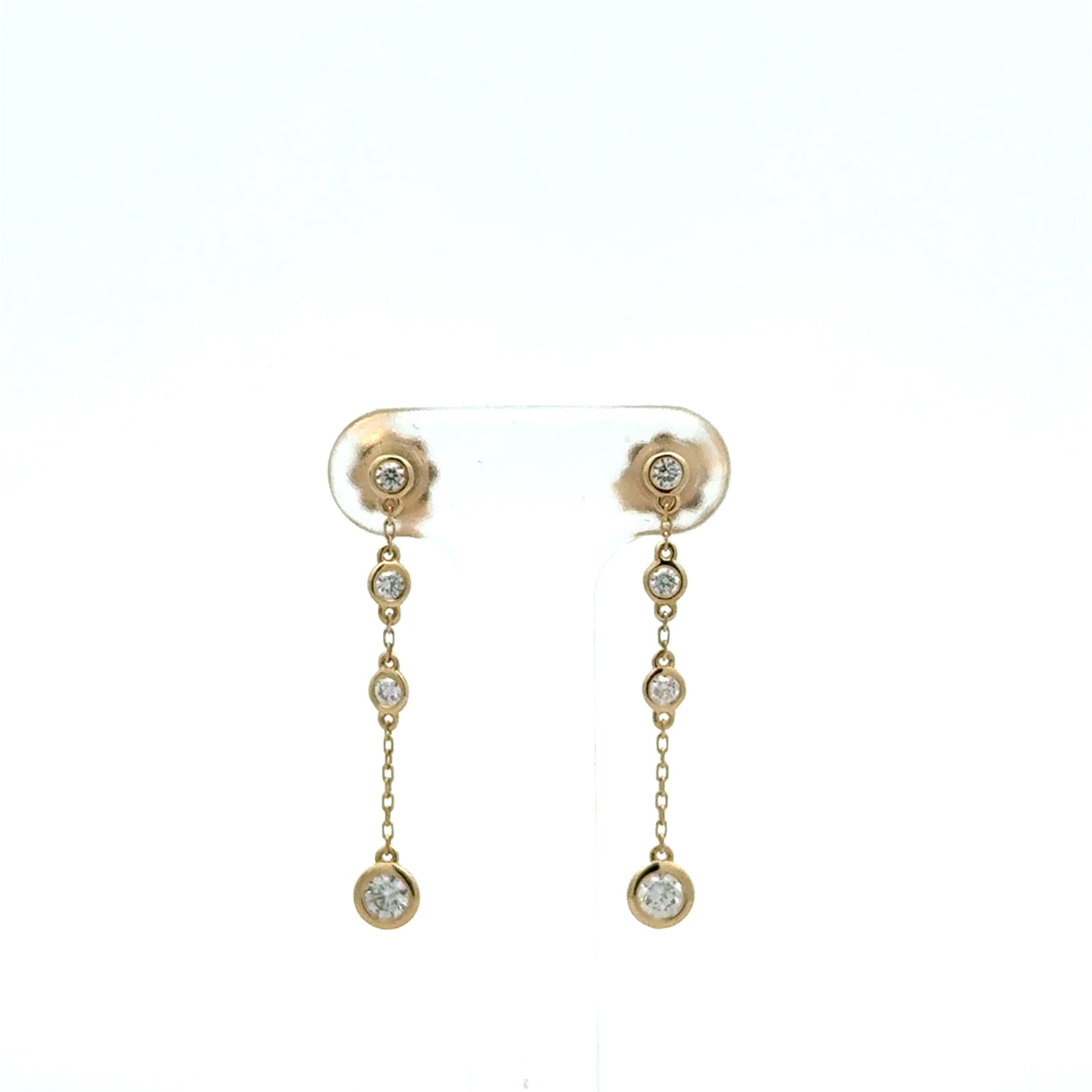 14k Yellow Gold 0.35cttw Diamond Rub Over Drop Earrings