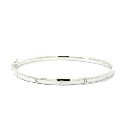9k White Gold 0.05cttw Round Brilliant Cut Diamond Bangle