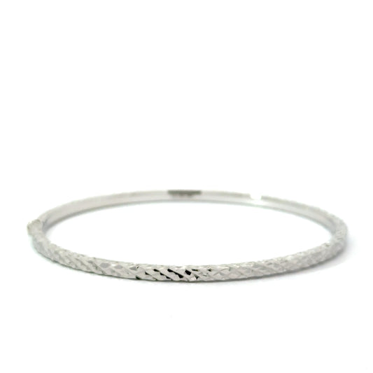 9k White Gold Diamond Cut Bangle