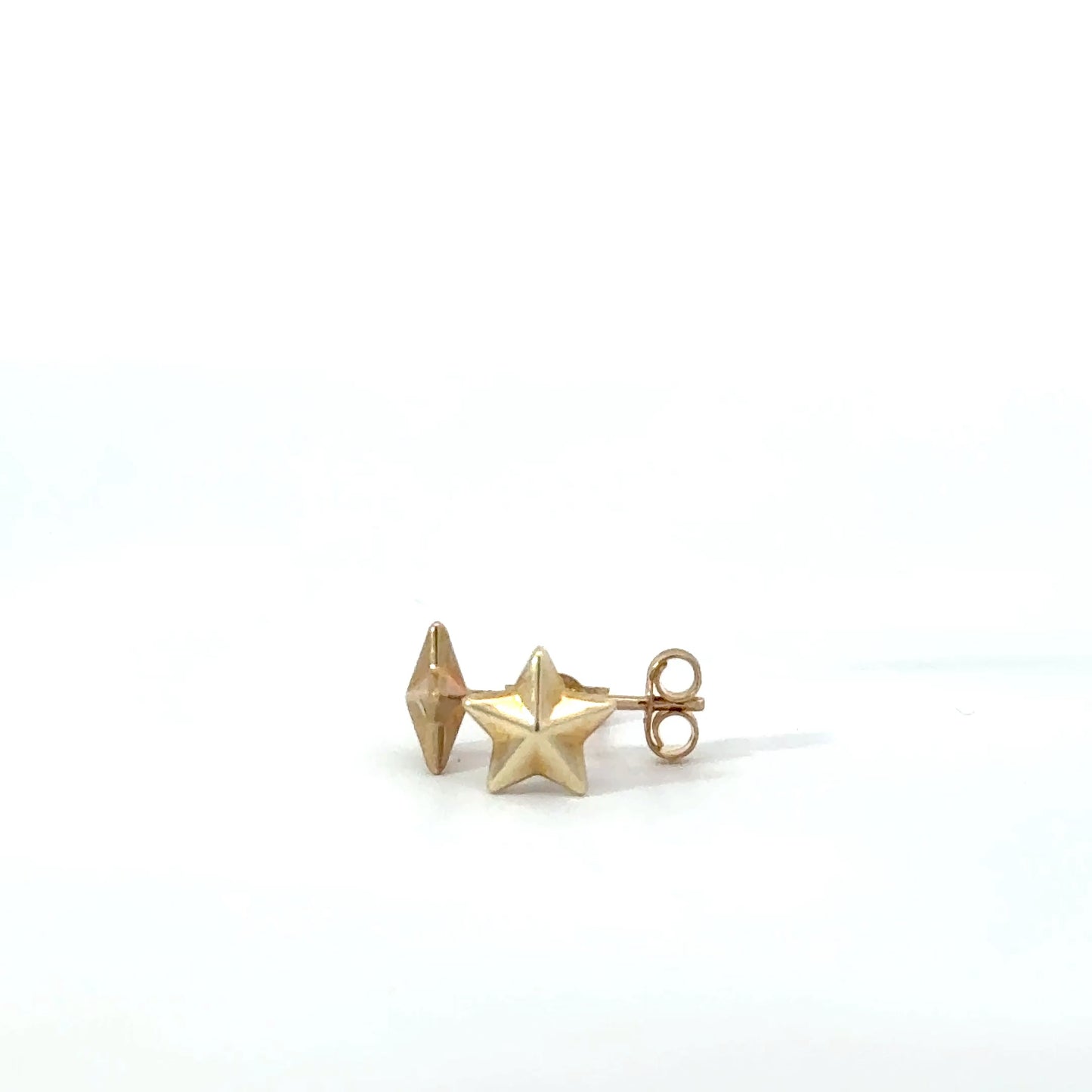 9k Yellow Gold 3D Star Stud Earrings