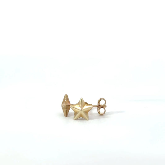 9k Yellow Gold 3D Star Stud Earrings