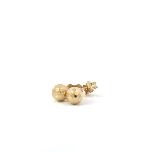9k Yellow Gold Diamond Cut Ball Stud Earrings