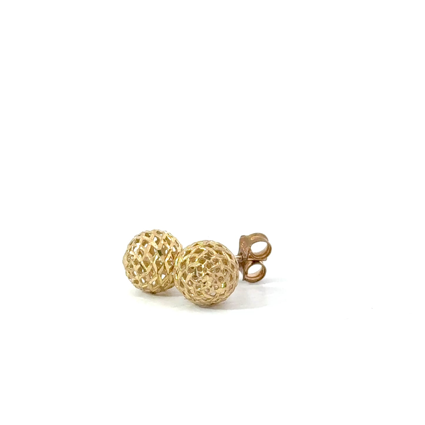 9k Yellow Gold Filigreed Ball Stud Earrings