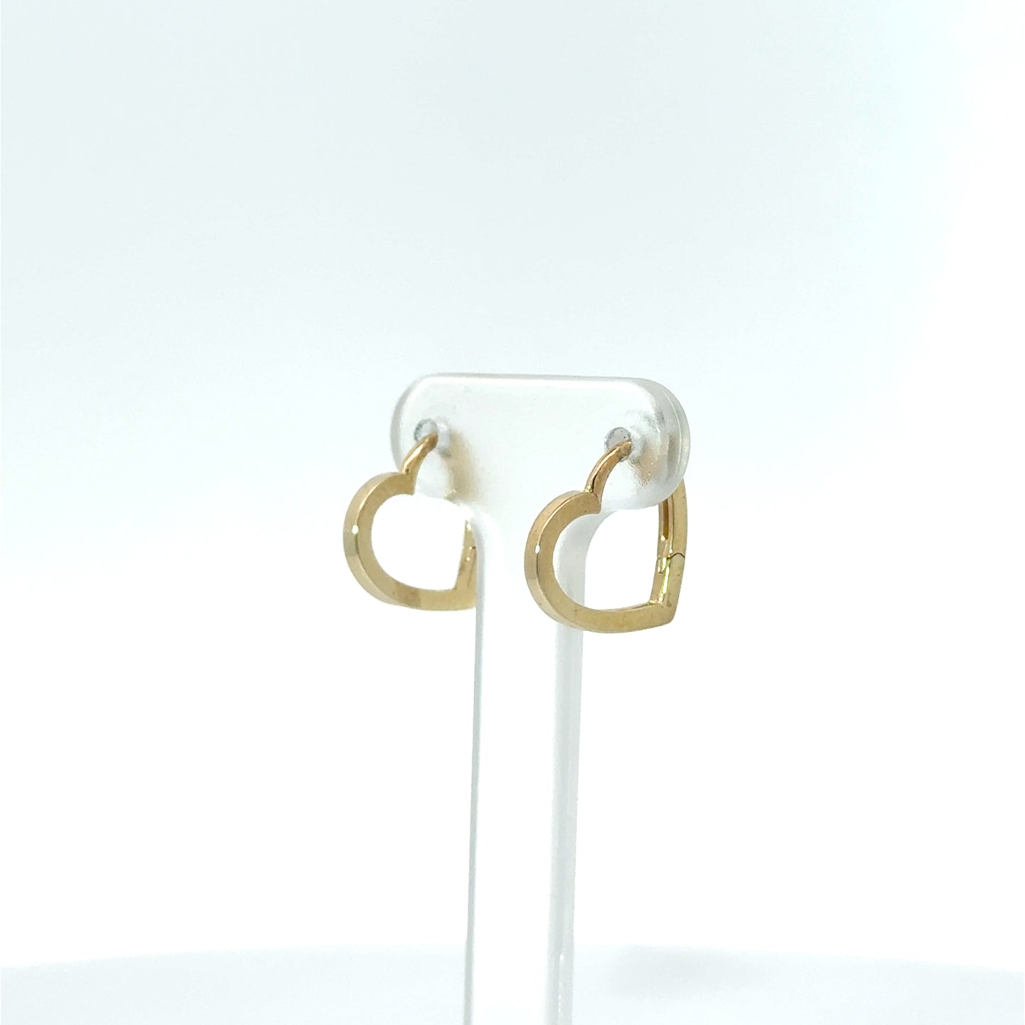 9k Yellow Gold Heart Huggie Hoop Earrings