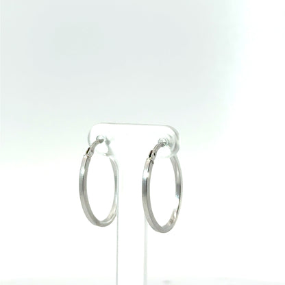 9k White Gold Squared Oval Hoop Earrings