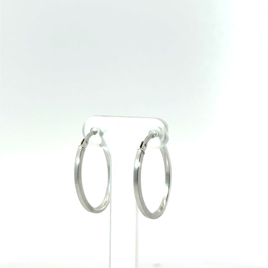 9k White Gold Squared Oval Hoop Earrings