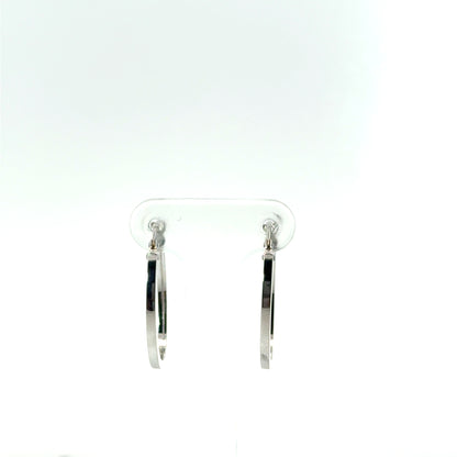 9k White Gold Squared Oval Hoop Earrings