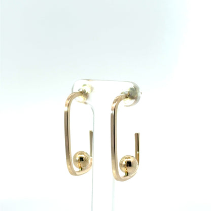 9k Yellow Gold Squared Hoop & Ball Earrings