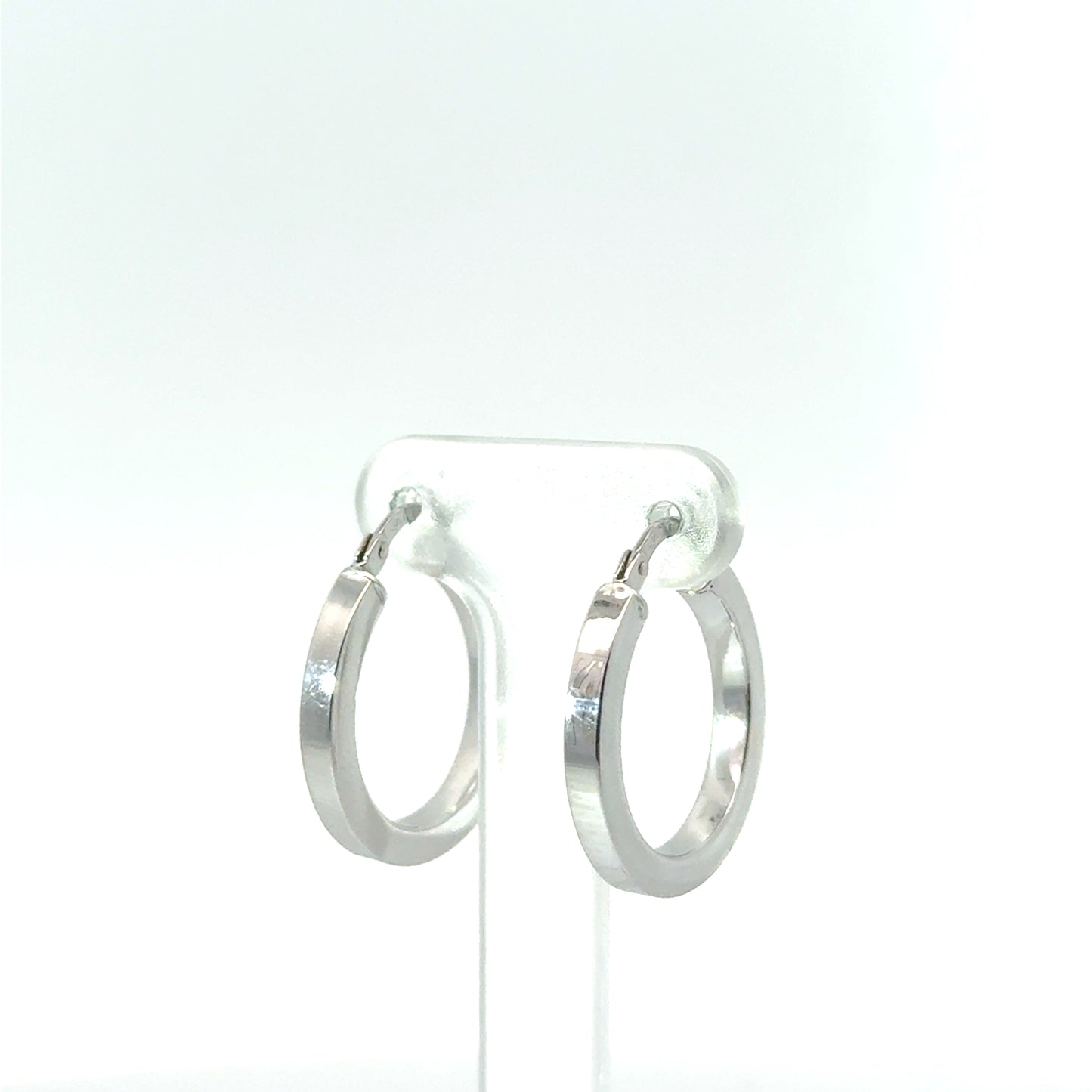 9k White Gold Squared Hoop Earrings