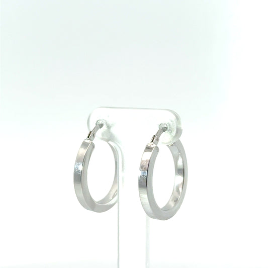9k White Gold Squared Hoop Earrings