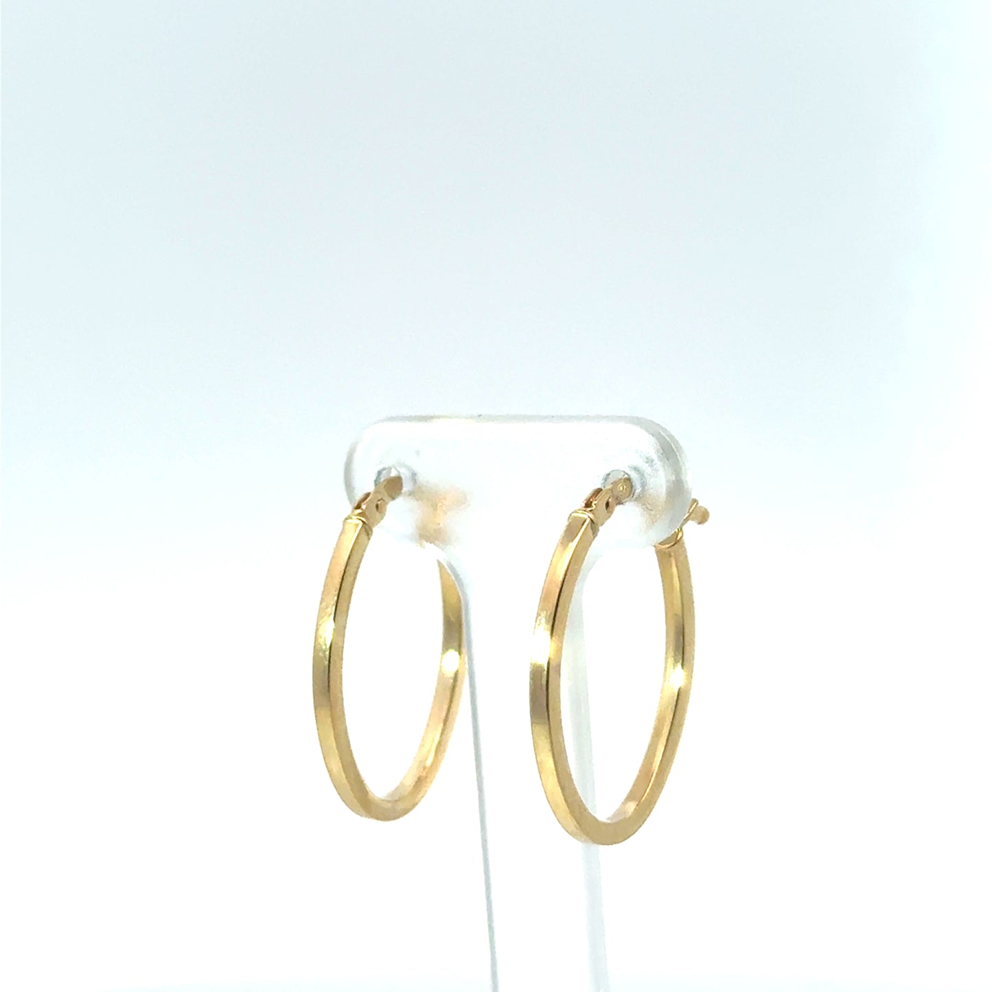 9k Yellow Gold Squared Oval Hoop Earrings