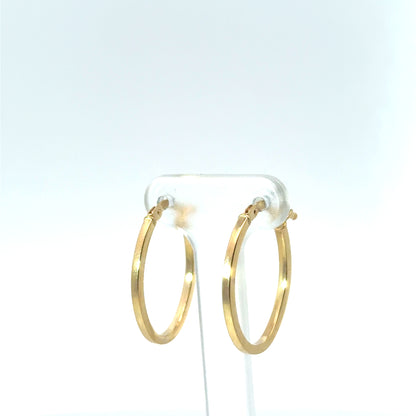 9k Yellow Gold Squared Oval Hoop Earrings