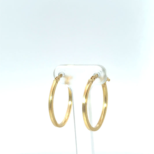 9k Yellow Gold Squared Oval Hoop Earrings