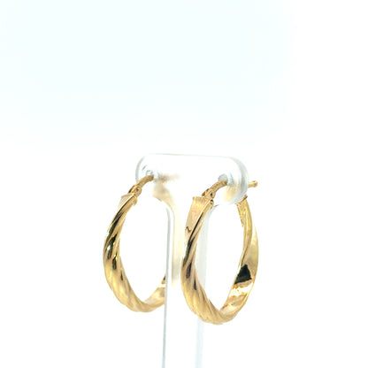9k Yellow Gold Twist Oval Hoop Earrings
