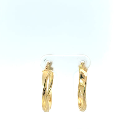 9k Yellow Gold Twist Oval Hoop Earrings