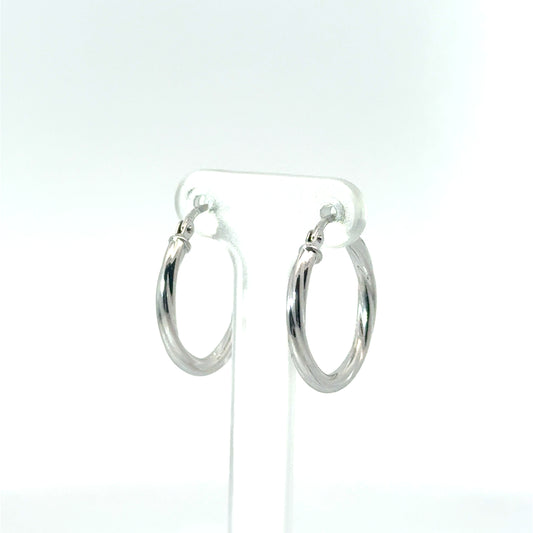 9k White Gold Twist Hoop Earrings