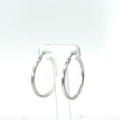9k White Gold Squared Hoop Earrings