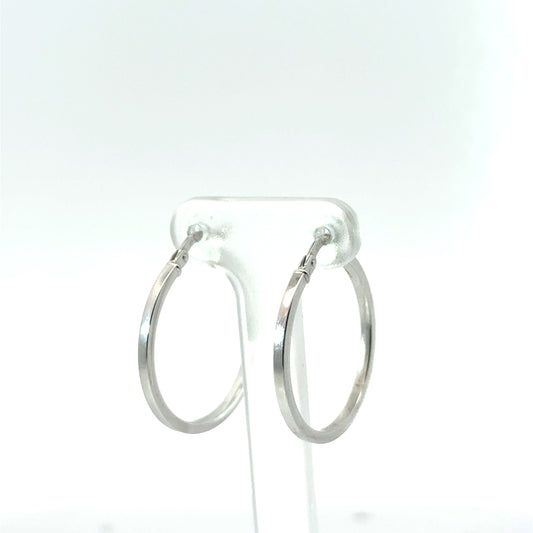 9k White Gold Squared Hoop Earrings
