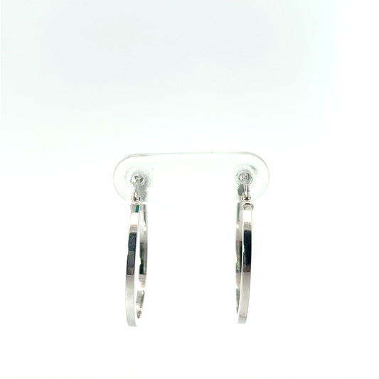9k White Gold Squared Hoop Earrings