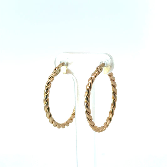 9k Yellow Gold Twist Hoop Earrings