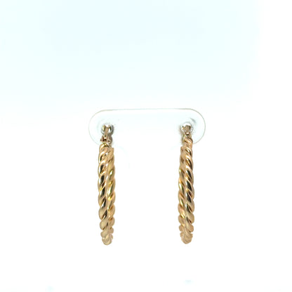 9k Yellow Gold Twist Hoop Earrings