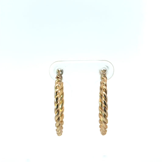 9k Yellow Gold Twist Hoop Earrings