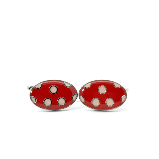 Red & White Spots Cufflinks