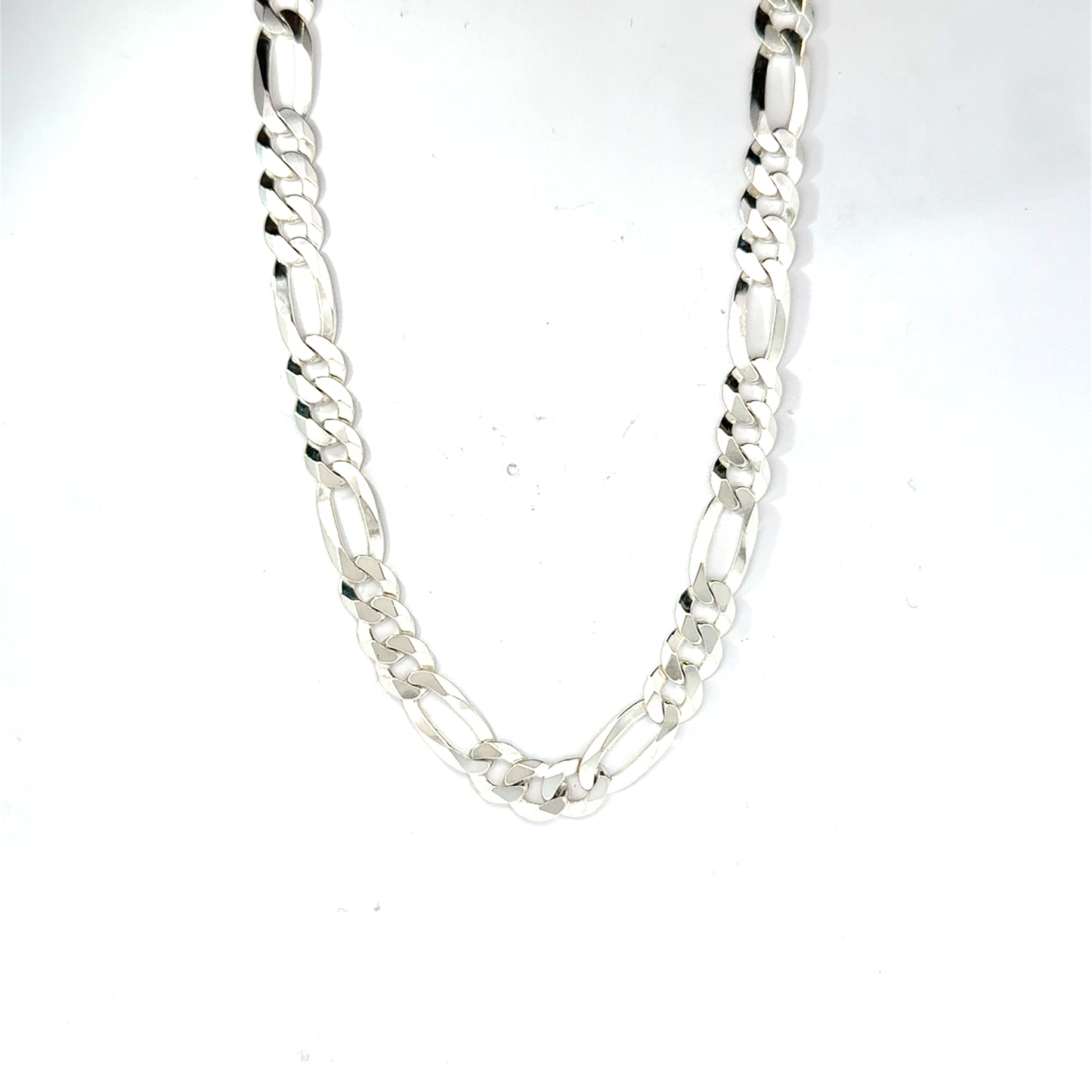 Silver Flat Curb Figaro Chain