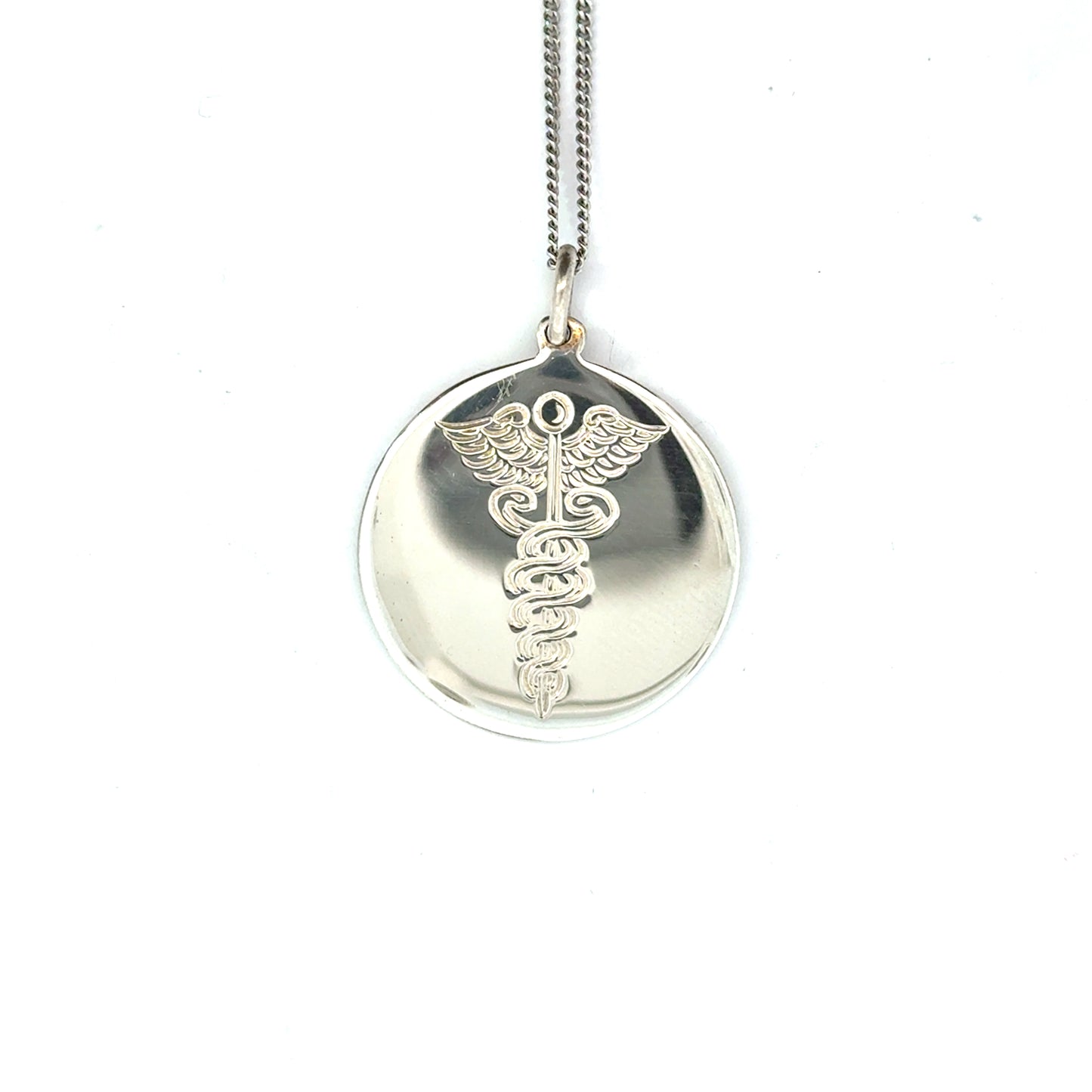Silver Medical Disc Pendant