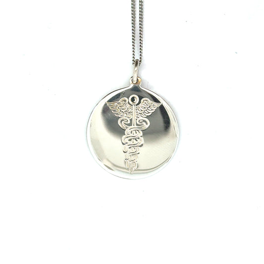 Silver Medical Disc Pendant